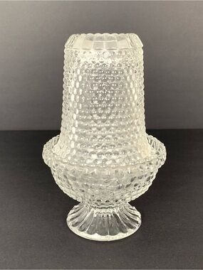 Duncan Miller Thousand Eye Hobnail Vtg Clear Glass Fairy Lamp Candle Holder READ